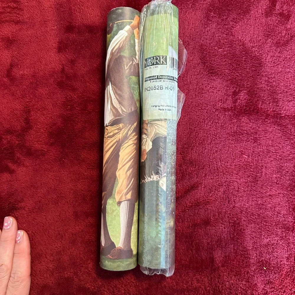York Vintage Golf Wallpaper Border 2 Rolls Prepasted IN2652B Green Tan 10 Yards